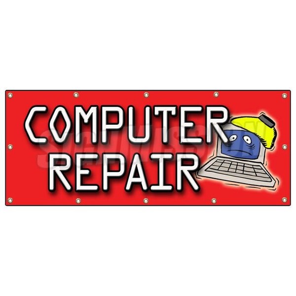 COMPUTER REPAIR BANNER SIGN monitor screem mouse keyboard network fix